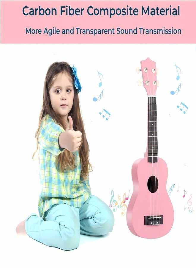 Jakeloo 21 Inch Carbon Fibre Kids Toddler Child Children Acoustic Guitar Ukulele Musical Instruments Ideal for 3-9 Year Old Boys Girls Gifts (Pink) - Image 5